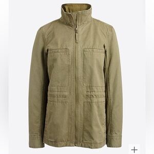 J. Crew G1506 Khaki Green Full Zip 100% Cotton Pocket Jacket Women’s Size XS